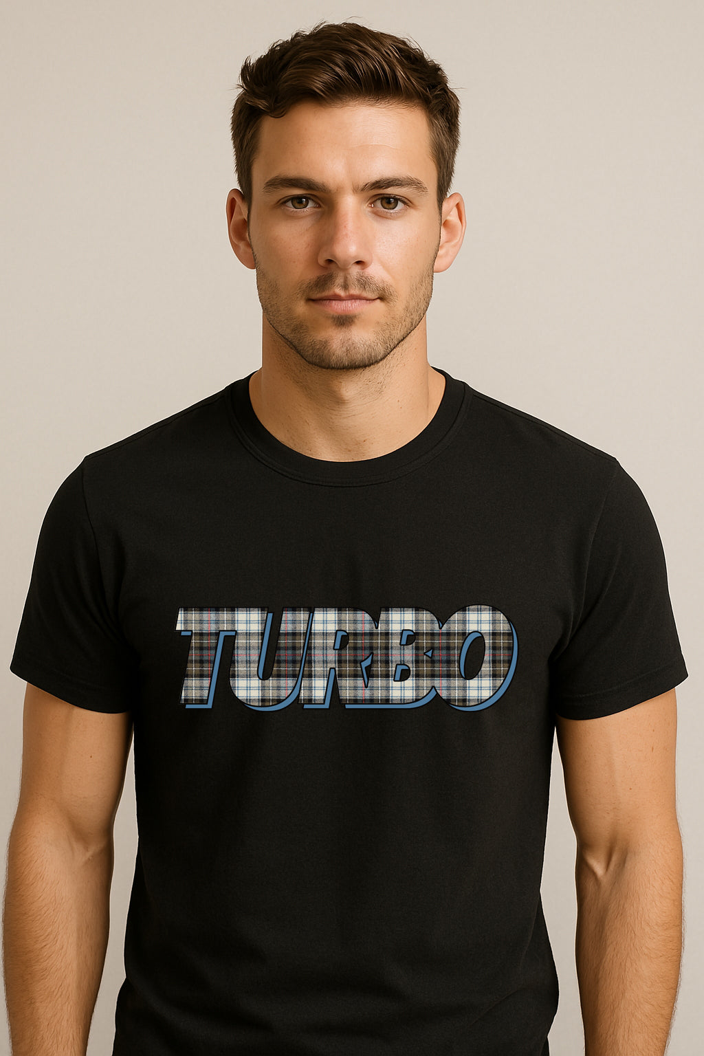 Tartan Turbo T-Shirt - beige