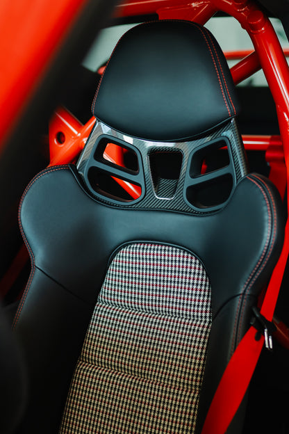 Porsche Vollschalensitz mit Pepita rot